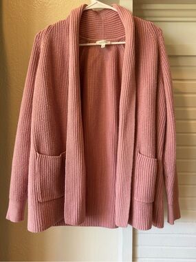 Haven Well Within Dusty Rose Cashmere Blend Hooded Cardigan Size Small